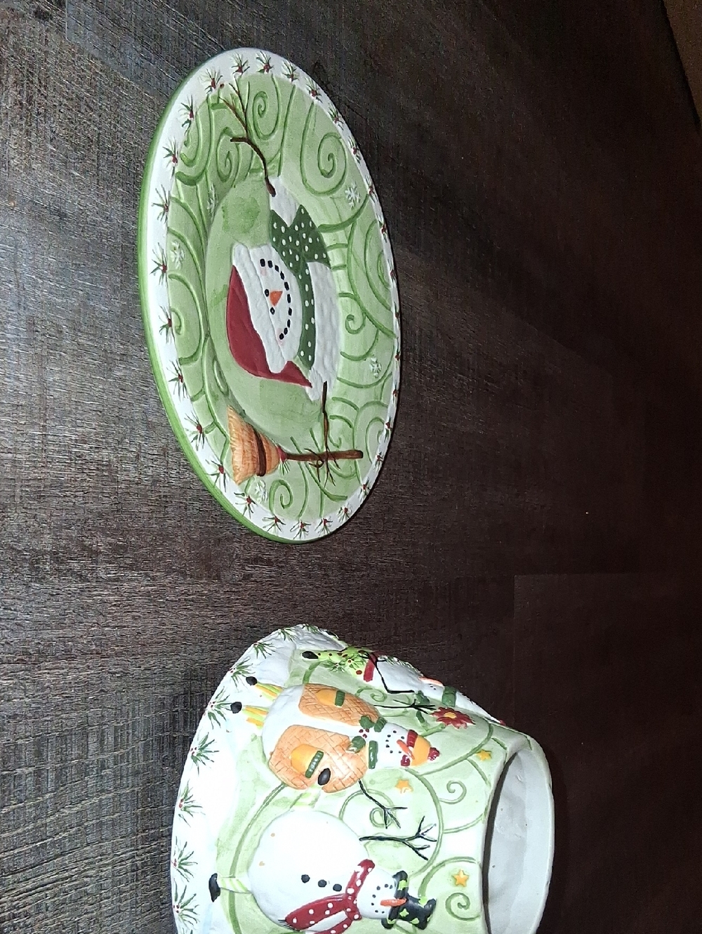 Yankee Candle Silly Snowman Plate And Lid For Jar Candles